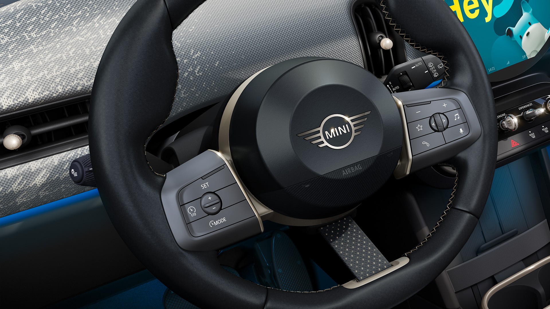 MINI Cooper 5 portas – interior – volante de tamanho original.